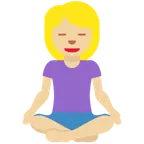 woman in lotus position: medium-light skin tone para a plataforma X / Twitter
