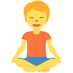 person in lotus position for X / Twitter platform