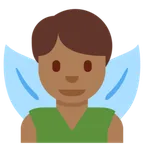X / Twitter 平台中的 man fairy: medium-dark skin tone