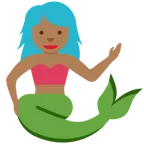 X / Twitter প্ল্যাটফর্মে জন্য mermaid: medium-dark skin tone