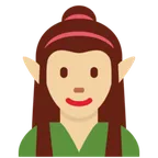 woman elf: medium-light skin tone untuk platform X / Twitter
