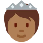 person with crown: medium-dark skin tone สำหรับแพลตฟอร์ม X / Twitter