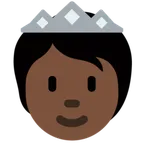 person with crown: dark skin tone untuk platform X / Twitter