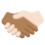 handshake: medium-dark skin tone, light skin tone for X / Twitter platform