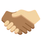 handshake: medium-dark skin tone, medium-light skin tone per la piattaforma X / Twitter