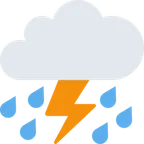 X / Twitter dla platformy cloud with lightning and rain