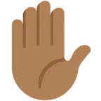 X / Twitter 플랫폼을 위한 raised hand: medium-dark skin tone