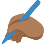 X / Twitter 플랫폼을 위한 writing hand: medium-dark skin tone
