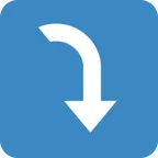 right arrow curving down for X / Twitter-plattformen